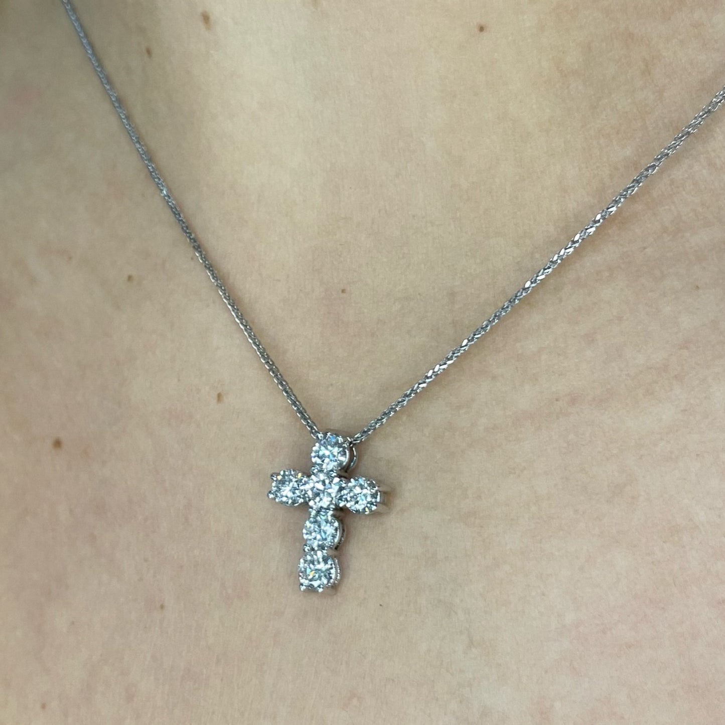 Lab Diamond Cross Necklace - 1.48 CT