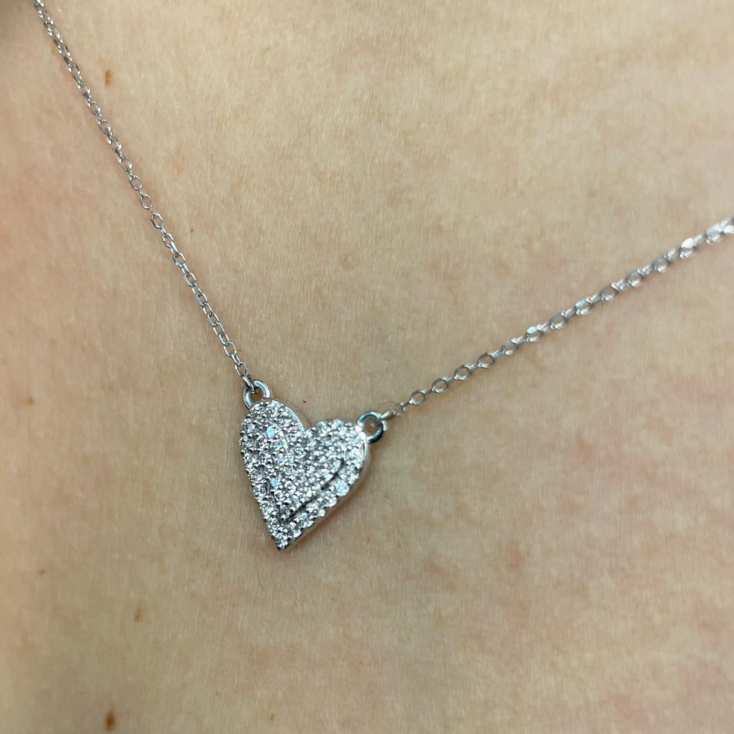 Pave Heart Necklace - 0.18 CT