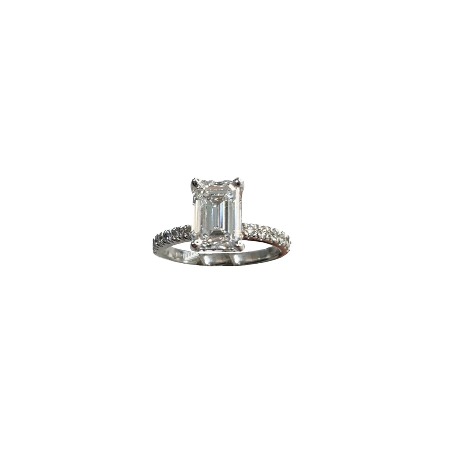 Emerald Cut Hidden Halo Engagement Ring - 3.37 CT