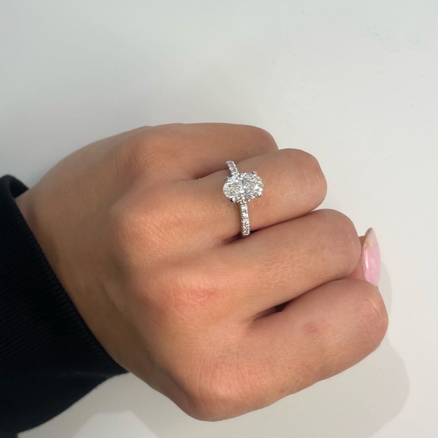Oval Cut Hidden Halo Engagement Ring - 1.91 CT