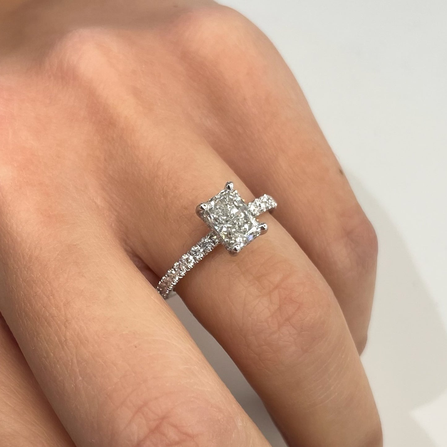 Radiant Cut Hidden Halo Engagement Ring - 1.69 CT