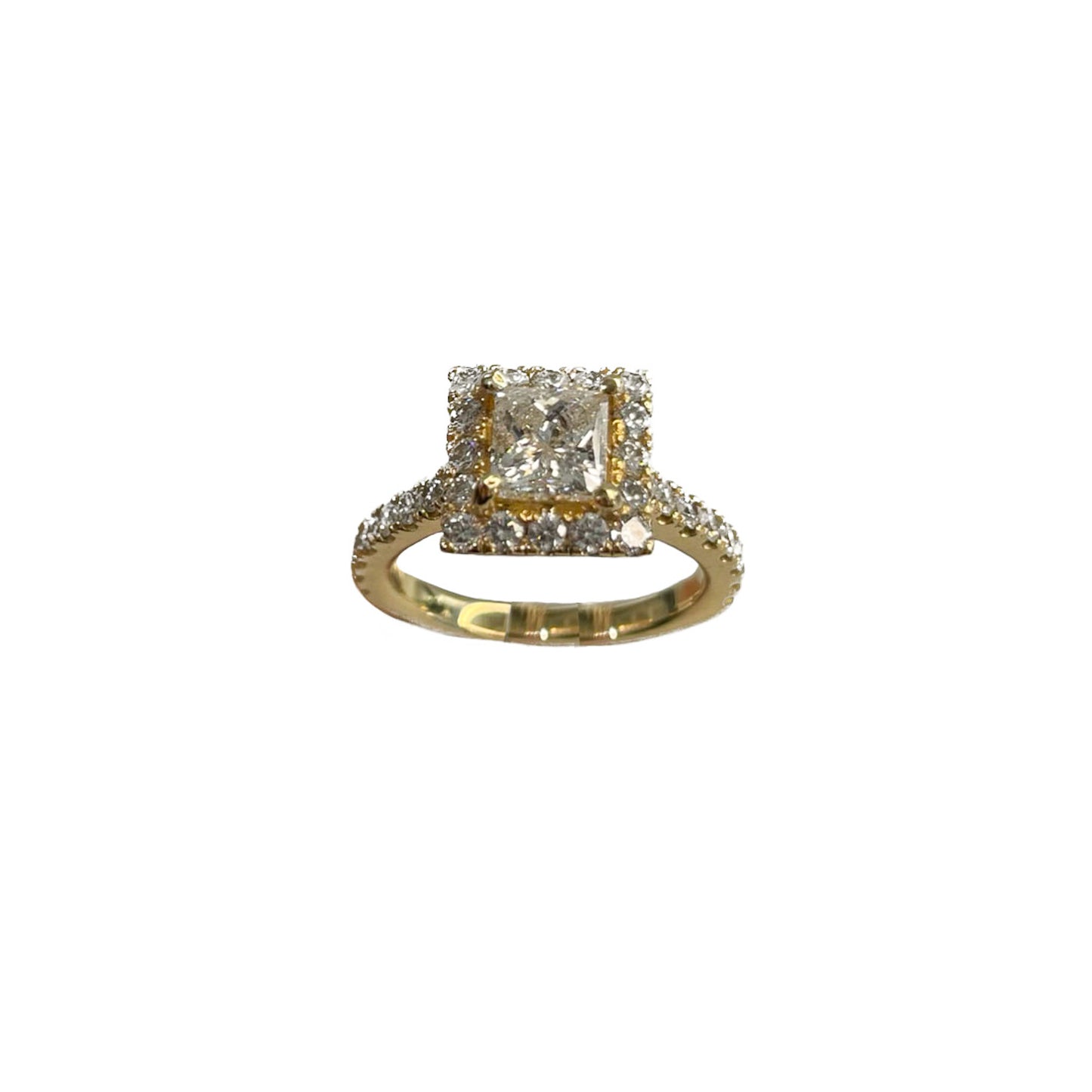 Princess Cut Halo Engagement Ring - 2.06 CT