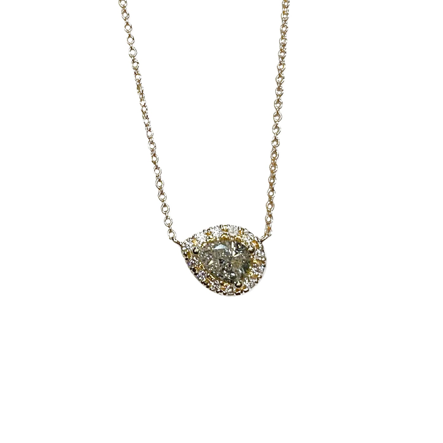 Pear Halo Necklace - 0.82 CT