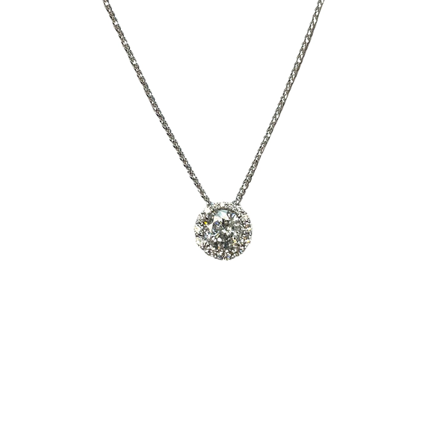 Round Halo Necklace - 1.47 CT