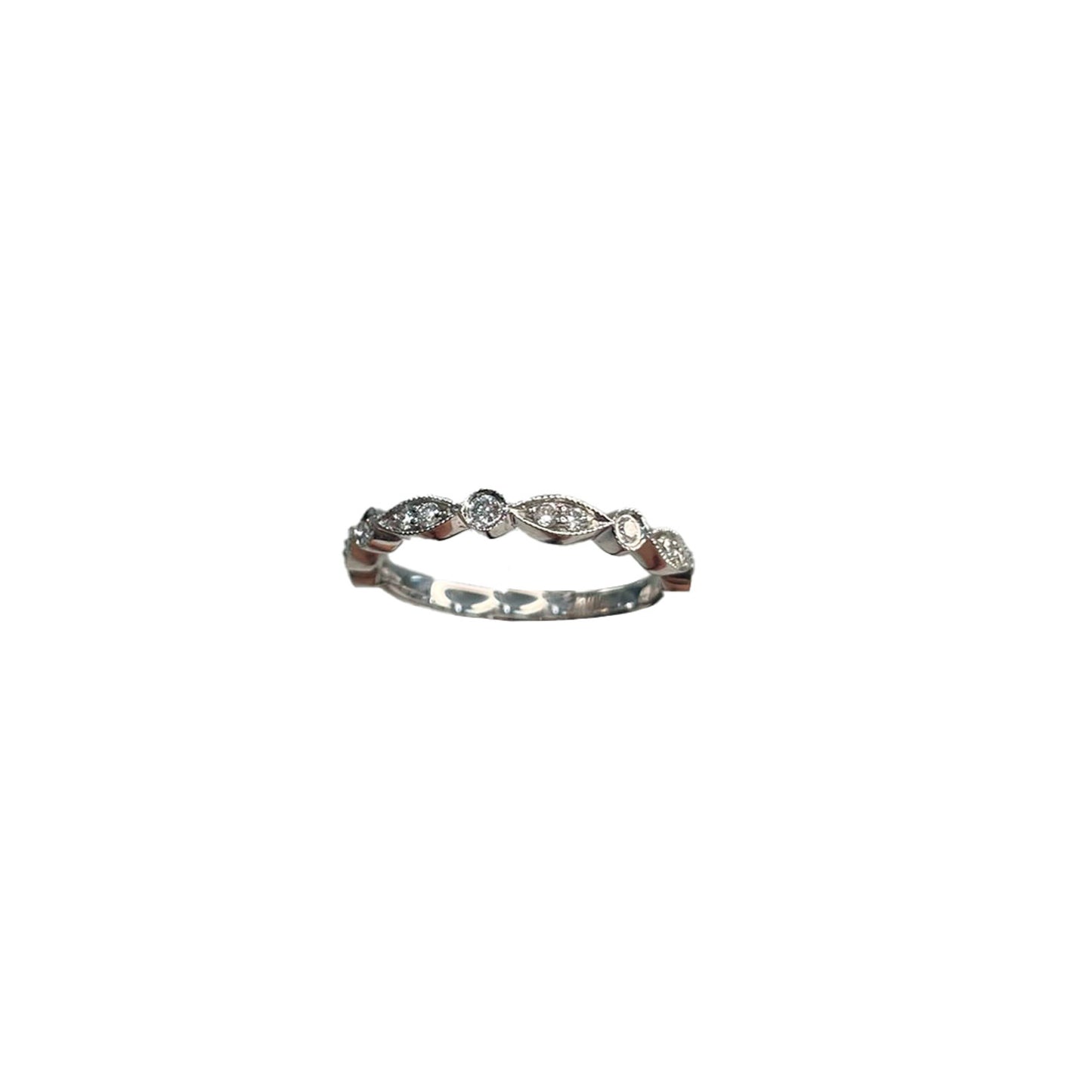 Vintage White Gold Diamond Band - 0.18 CT