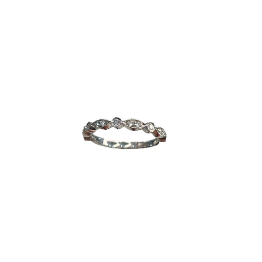 Vintage White Gold Diamond Band - 0.18 CT
