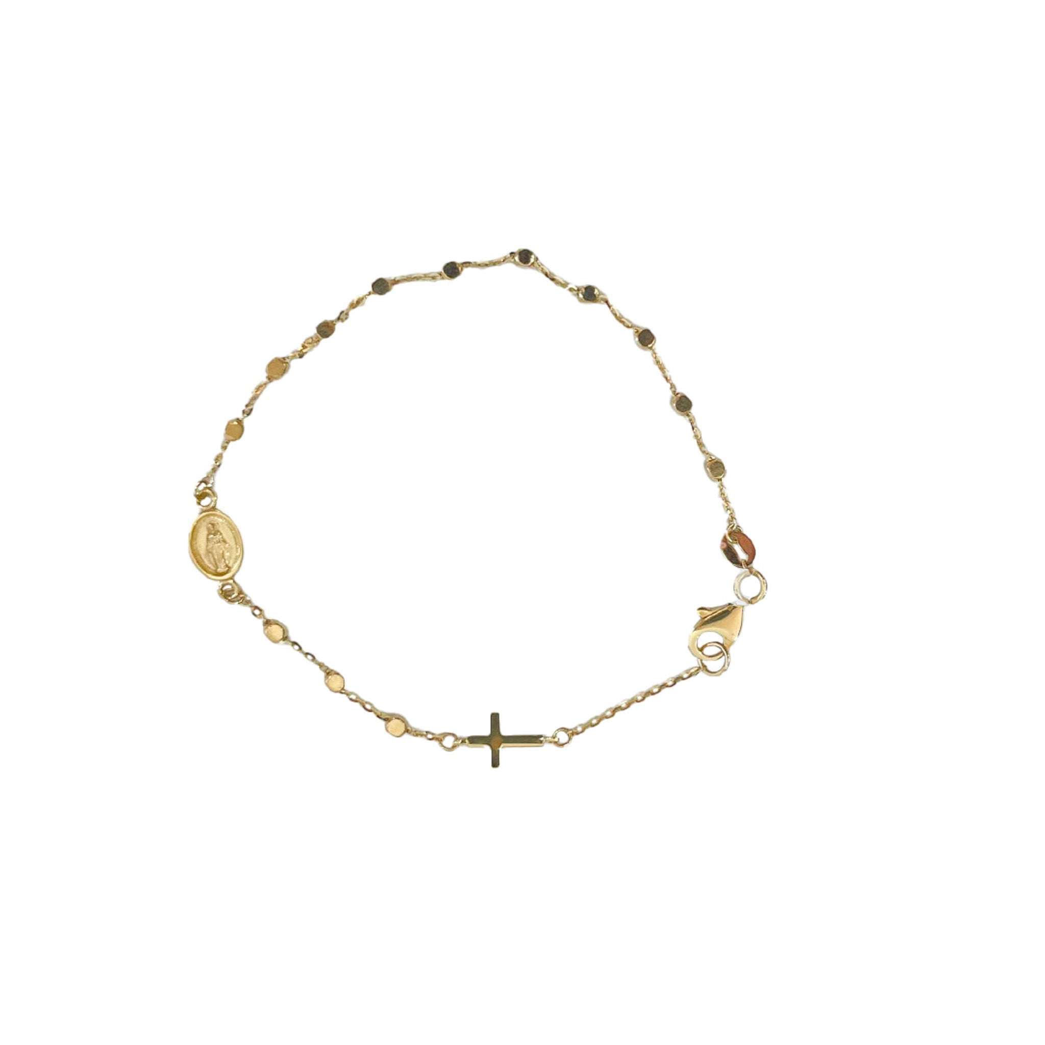 Yellow Gold 18k with Diamond-cut Spheres Rosary Bracelet
