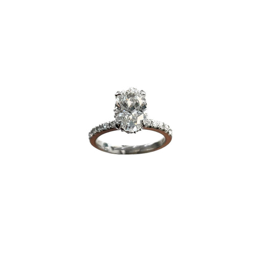 Oval Cut Hidden Halo Engagement Ring - 1.91 CT