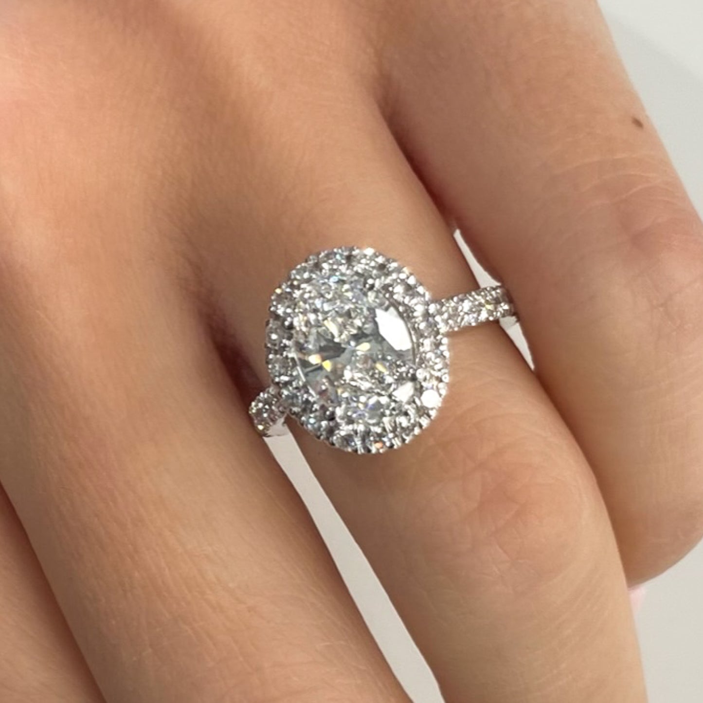 Oval Cut Halo Engagement Ring - 3.13 CT