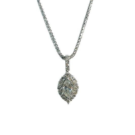 Marquise Halo Necklace - 1.10 CT