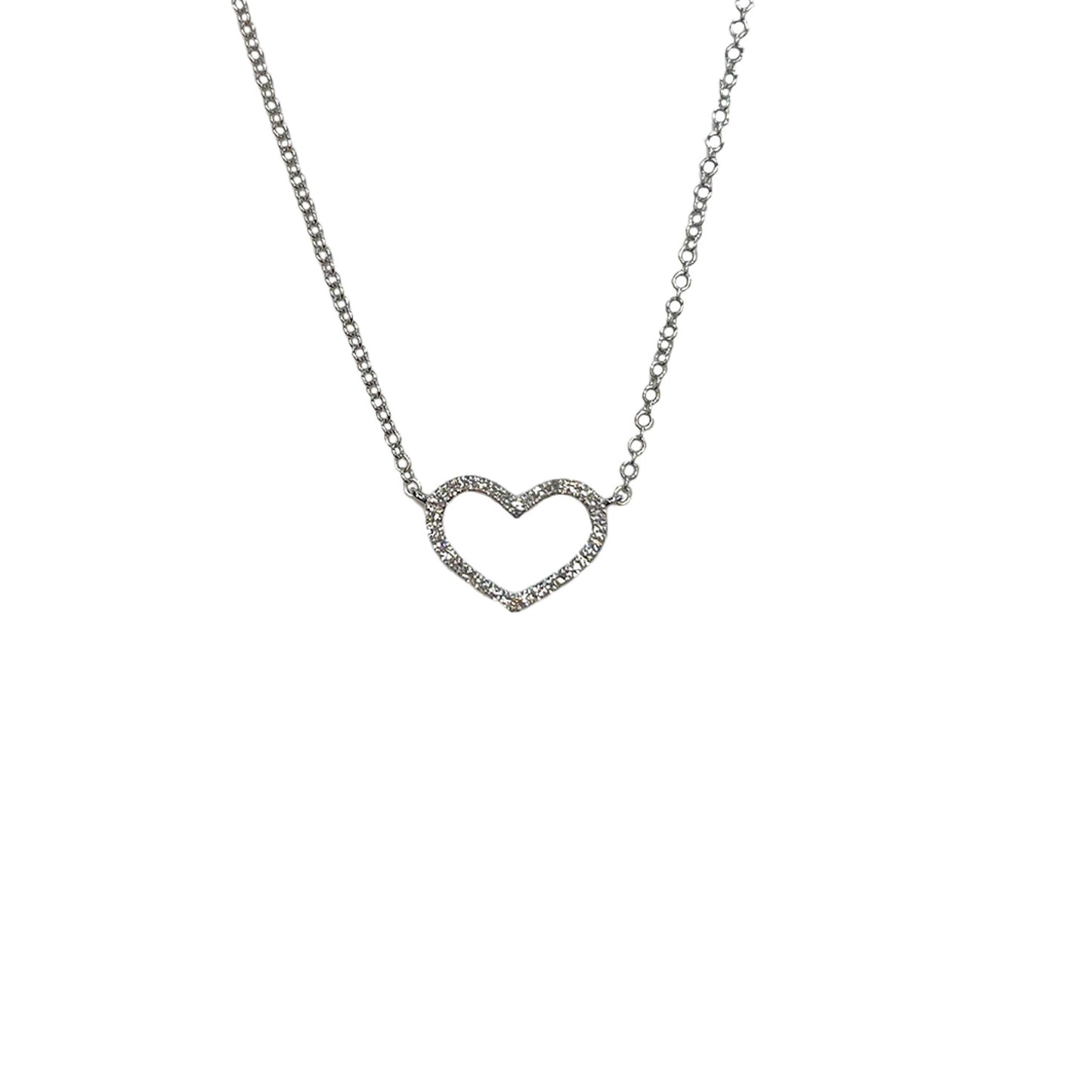 Open Heart Diamond Necklace - 0.08 CT