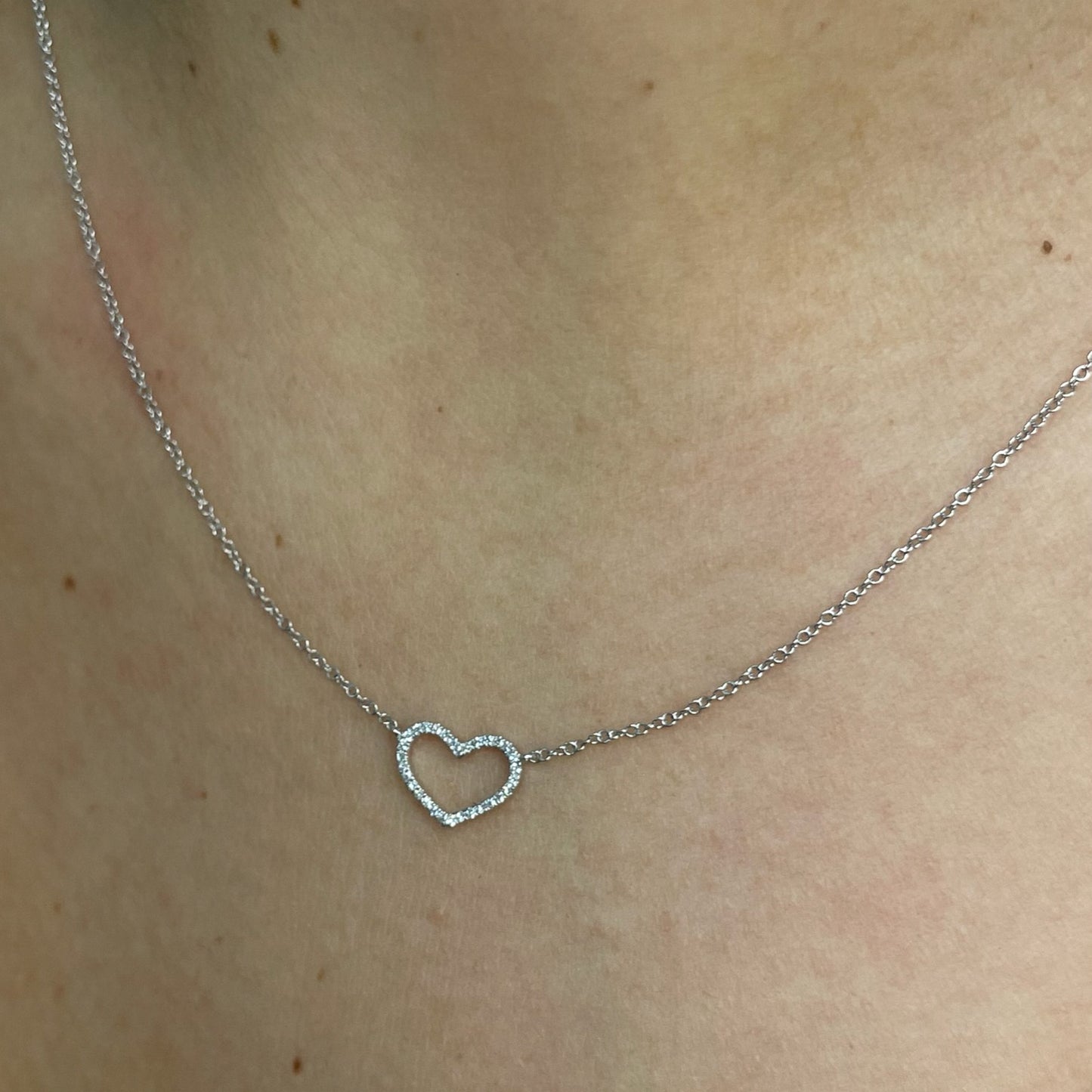 Open Heart Diamond Necklace - 0.08 CT