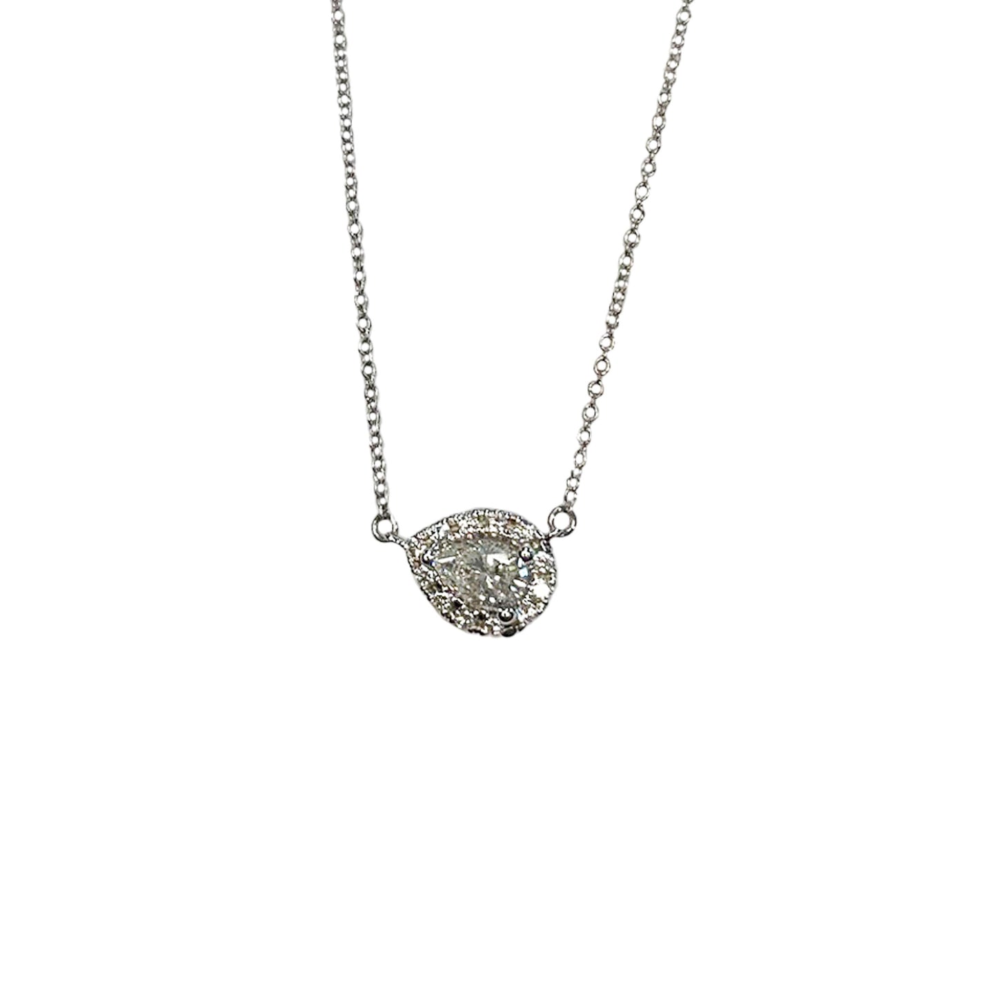 Pear Halo Necklace - 0.82 CT