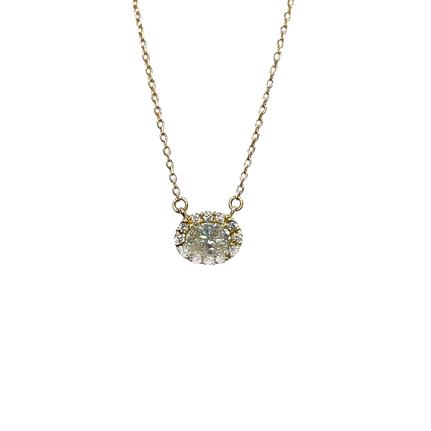 Oval Halo Necklace - 0.62 CT