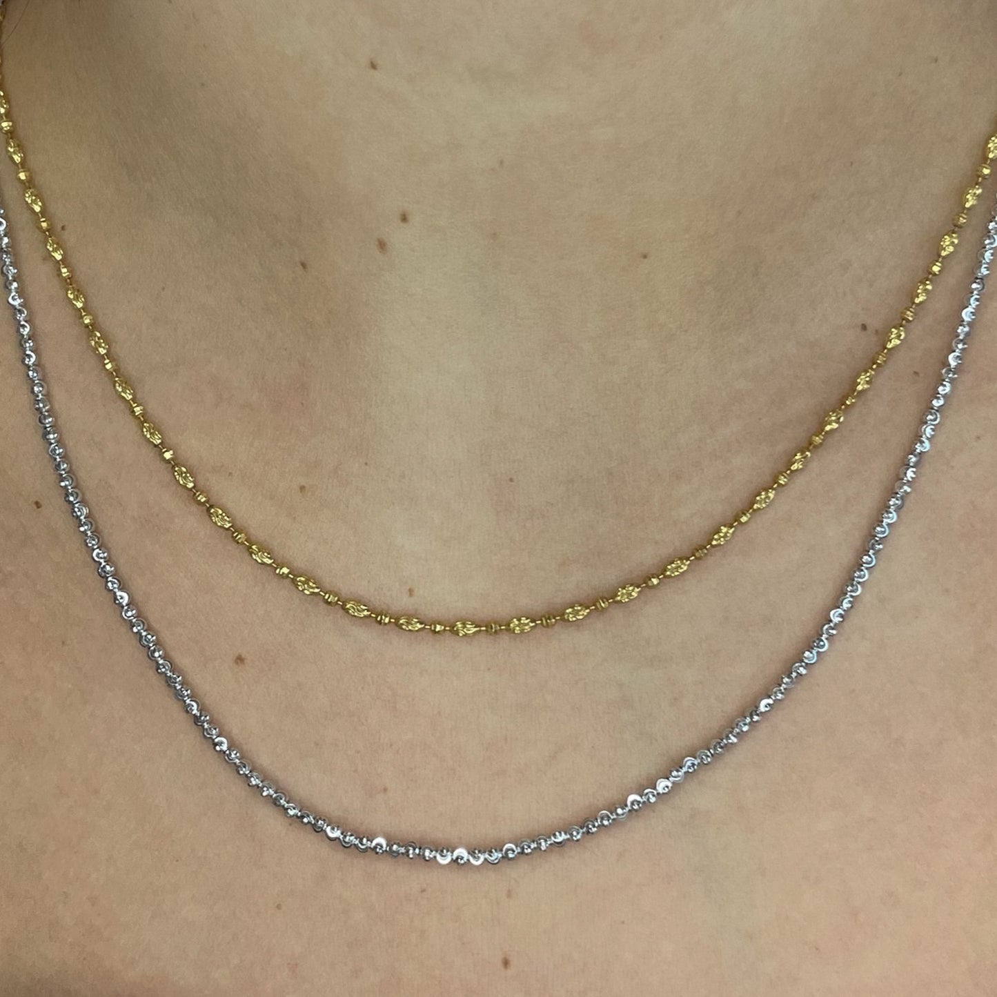 White Gold Beaded Necklace